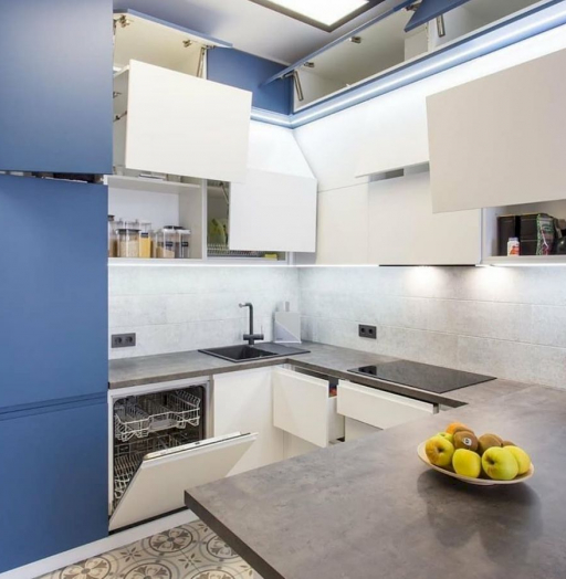 Белый кухонный гарнитур-Кухня МДФ в эмали «Модель 215»-фото6